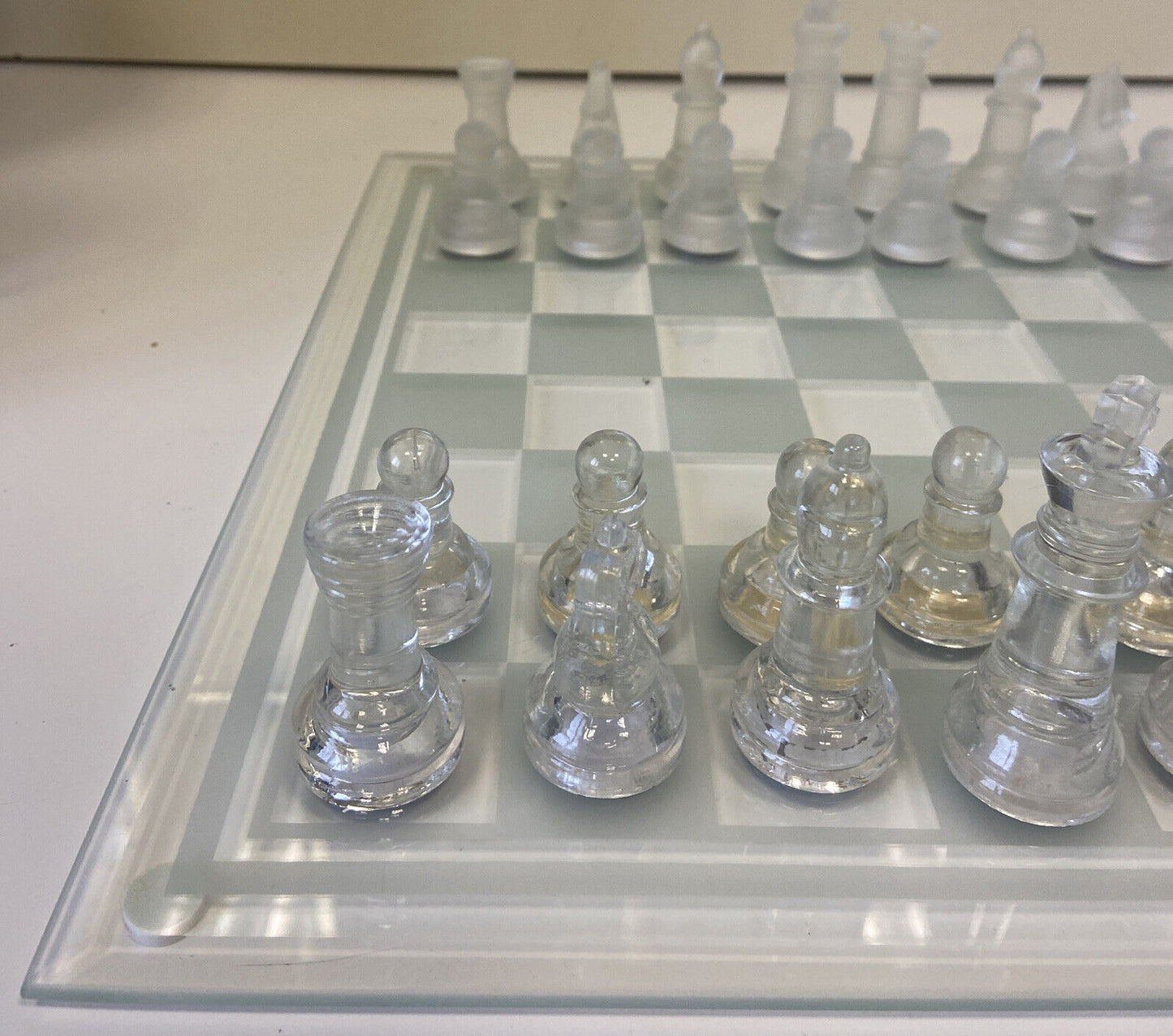 Chessboard in polished and satin glass 30.5x30.5cm