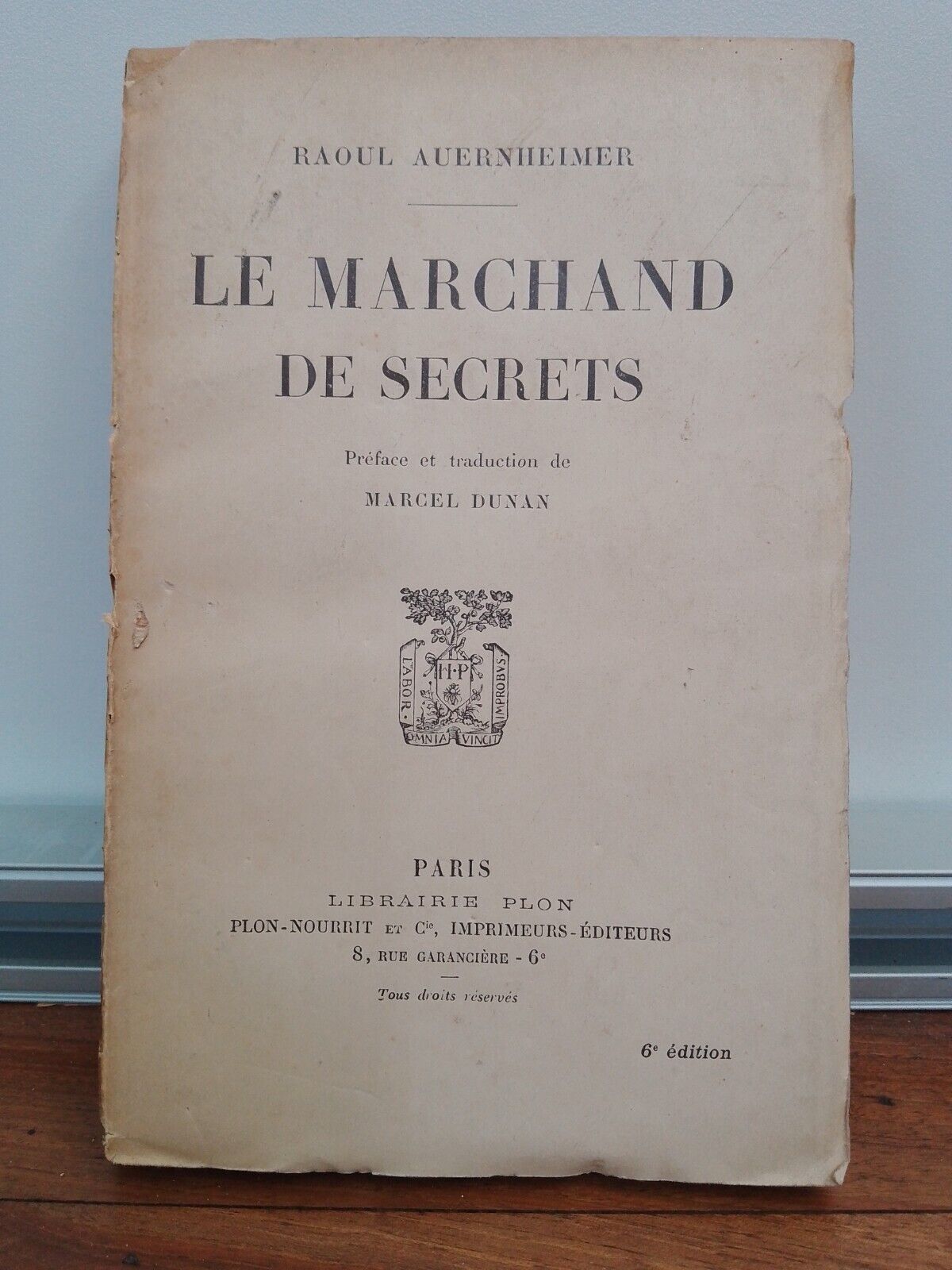 Le marchand de secrets - R. Auernheimer - libraire Plon 1924