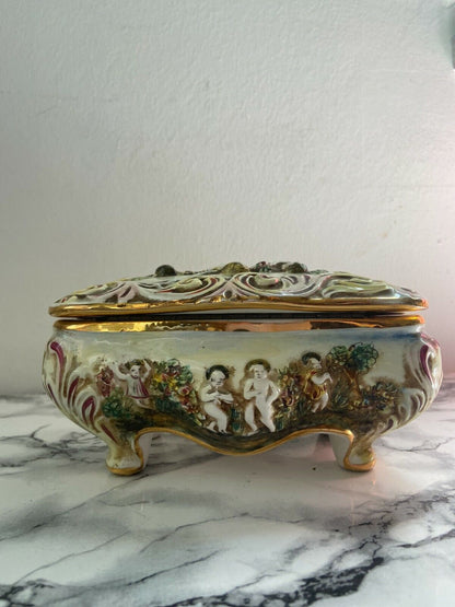 Arte e antiquariato - Capodimonte - Portagioie - Cofanetto - Ceramica originale