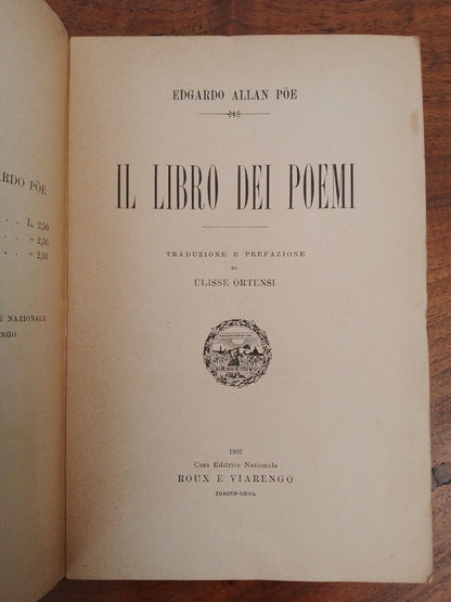 Il Libro Dei Poemi, E.A. POE, Roux e Viarengo, 1902