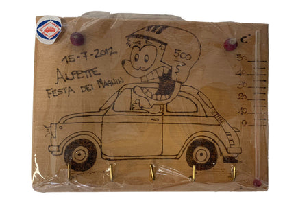 Fiat 500 club wooden wall key holder