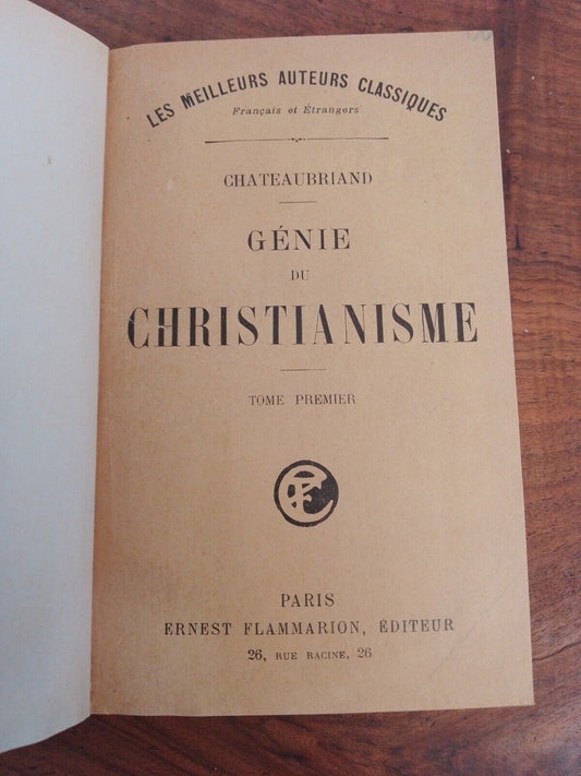 Génie du Christianisme, Chateaubriand, Flammarion Ed., 1926