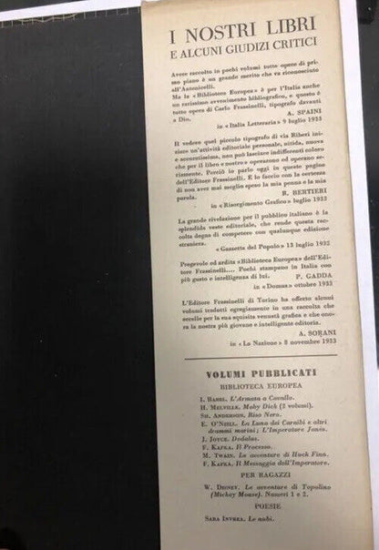 Il Messaggio Dell’imperatore Di Kafka 1 Edizione 1935 Raro