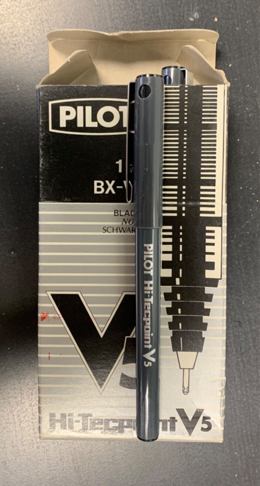 Box of 10 Pilot V5 Black noir pens