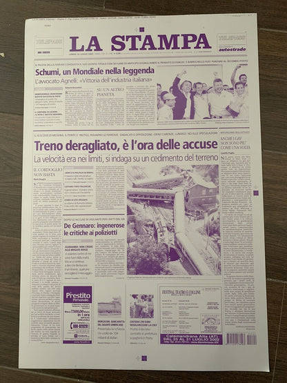 Stampa su lamiera giornale La Stampa 2002