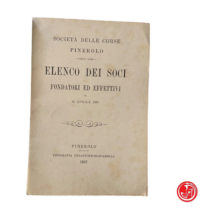 Elenco dei soci - Società delle corse Pinerolo - 1897