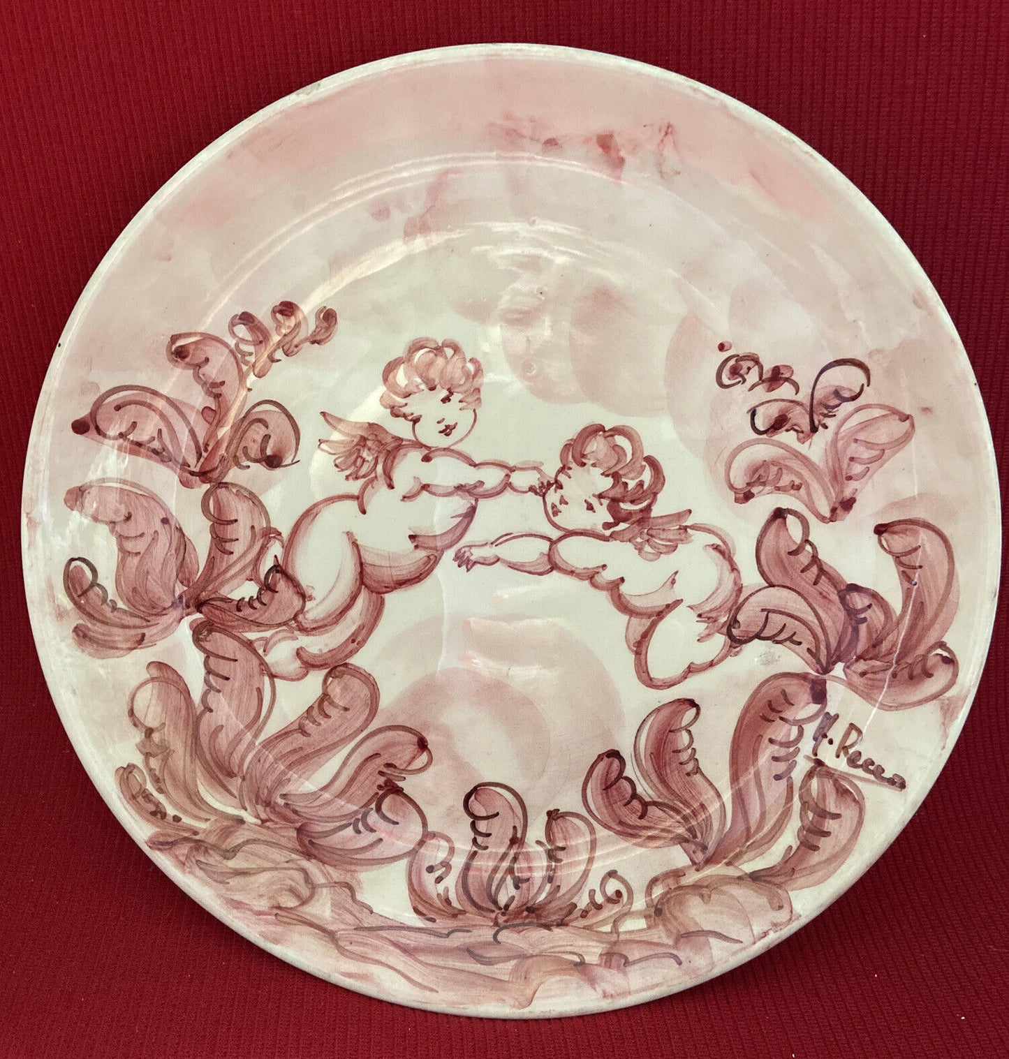 Trilogy of Plates LACA Albisola Hand Painted Pink