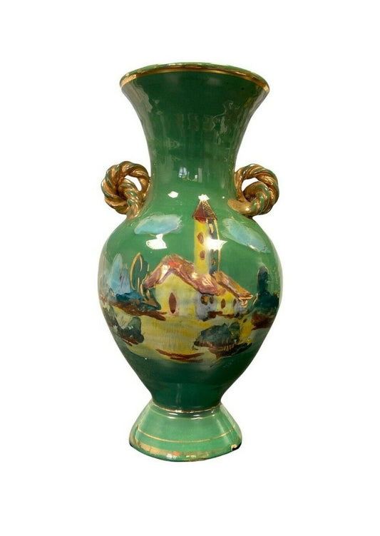 Green ceramic vase