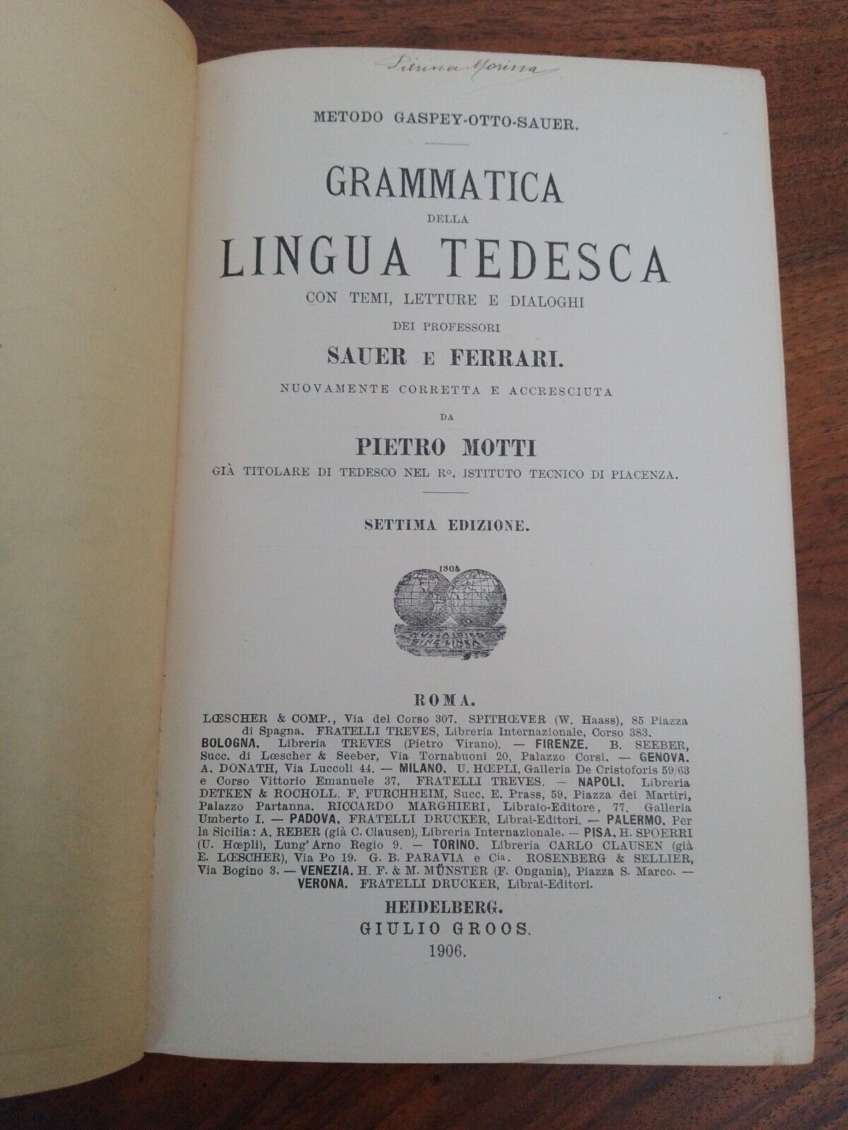 Grammaire allemande, Sauer-Ferrari, Giulio Groos, 1906