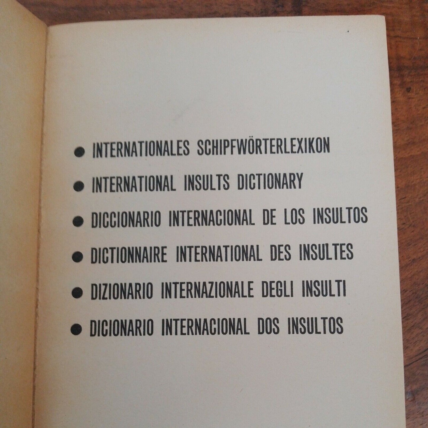 DIZIONARIO INTERNAZIONALE DEGLI INSULTI - LE PAROLACCE IN 6 LINGUE - 1972