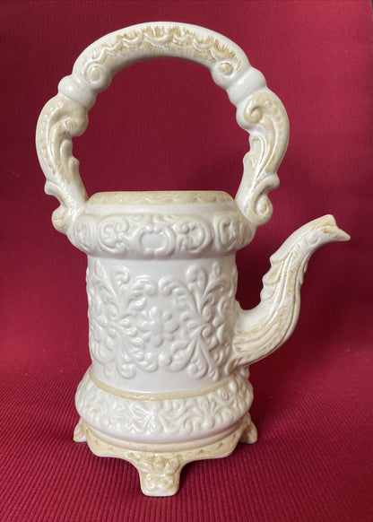 Ancient Capodimonte Teapot - Decorated White Porcelain