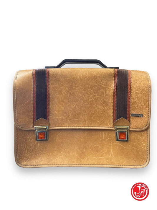 Vintage school bag - leather satchel 