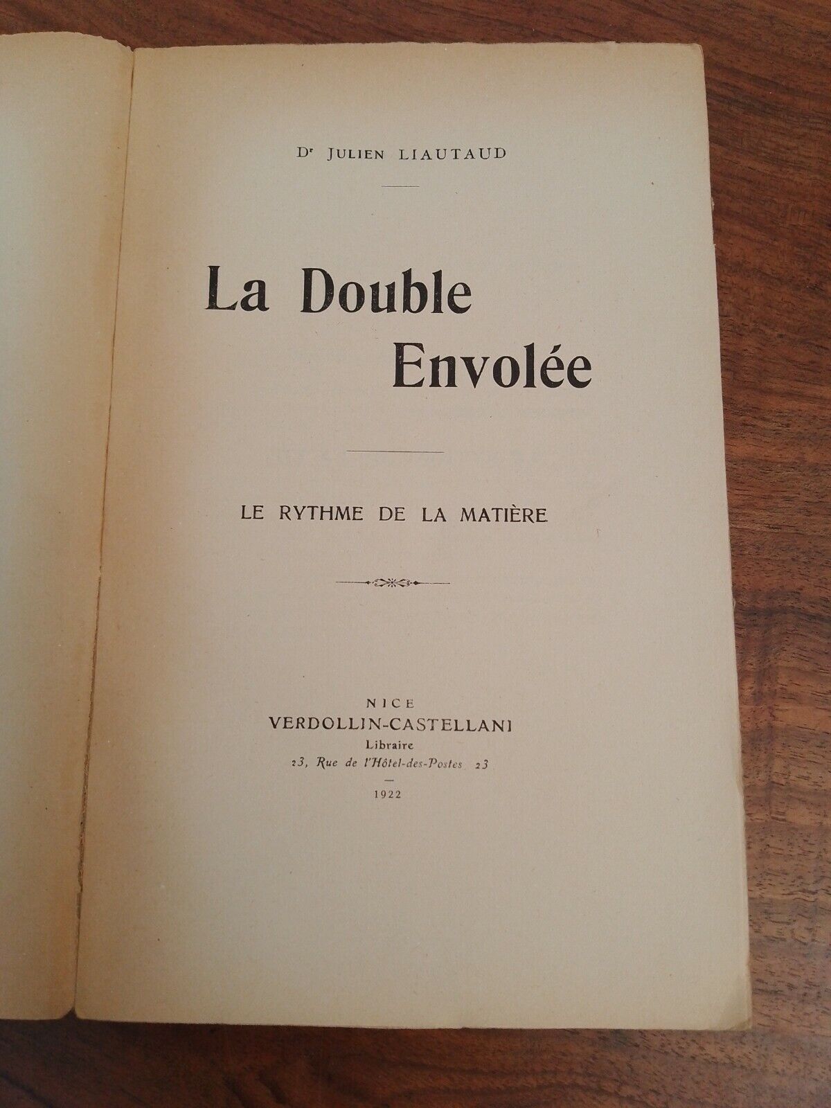 La Double Envolee, le rythme de la matiere, Liautaud, 1922