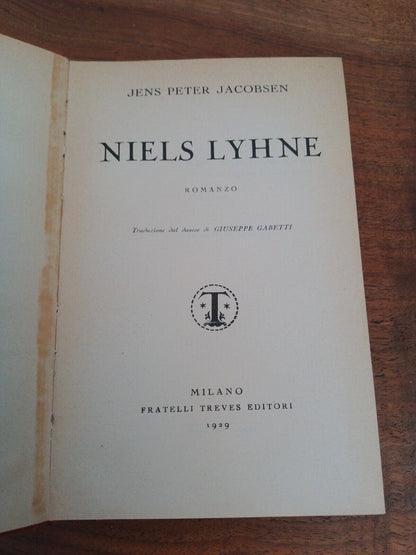 Niels Lyhne, J. P. Jacobsen, f.lli Treves 1929