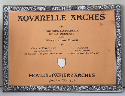 ARCHES AQUARELLE GRAIN TORCHON 100% COTONE 300g/m2 BLOCCO 20fg 26x36cm