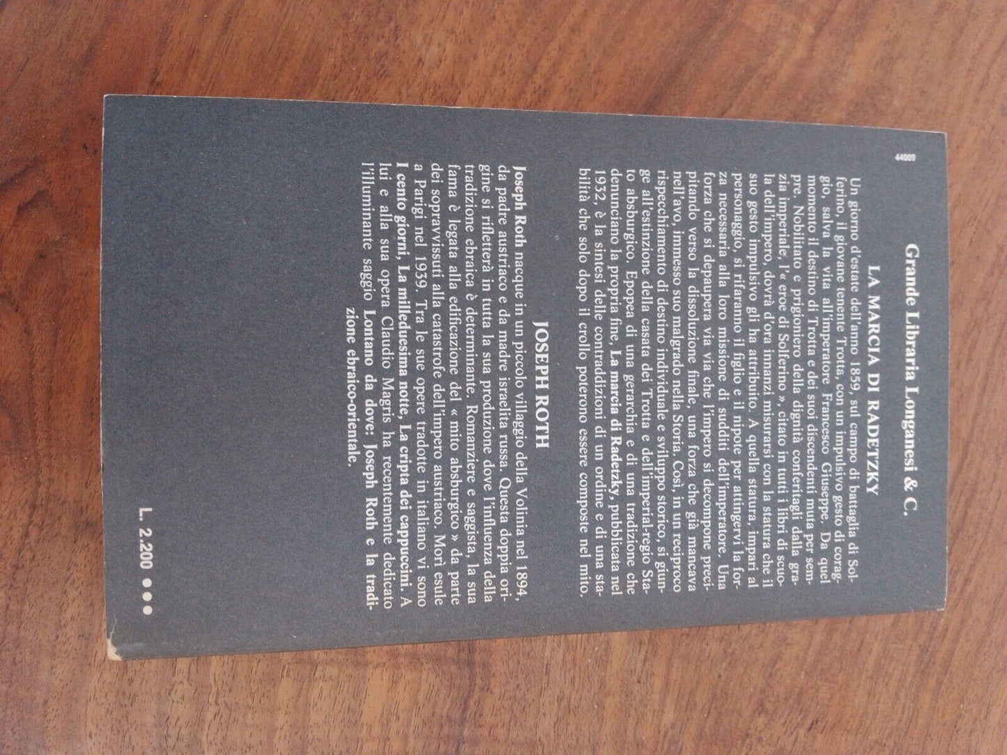 La MARCIA di RADETZKY, J.Roth, Longanesi 1974 presentazione di Claudio Magris