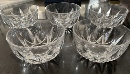 Set of 5 glass ice cream bowls