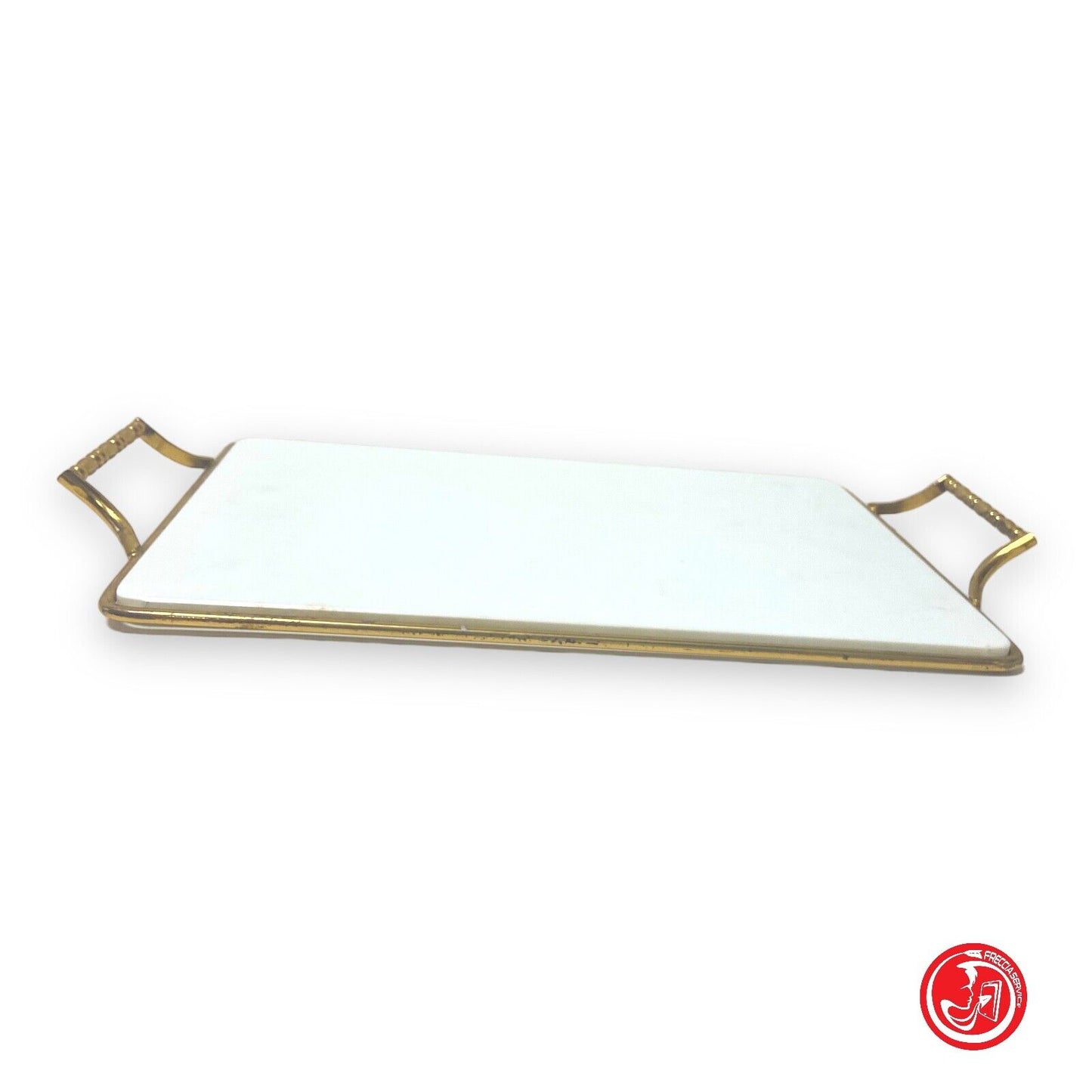 Tray with metal support and glass base