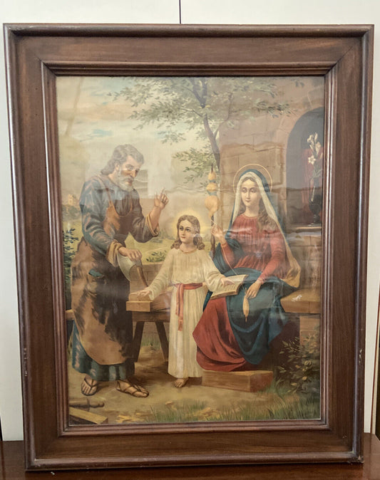 Gravure Ancienne - La Sainte Famille 50x70cm Avec Cadre