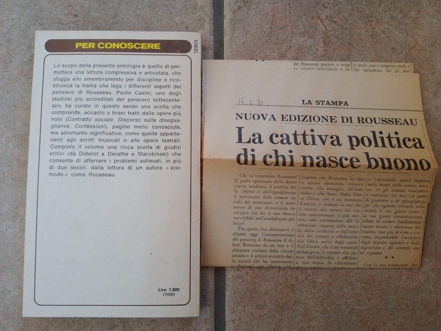 Faire connaissance avec ROUSSEAU, édité par P. Casini, Mondadori 1976 1*ED. + Article