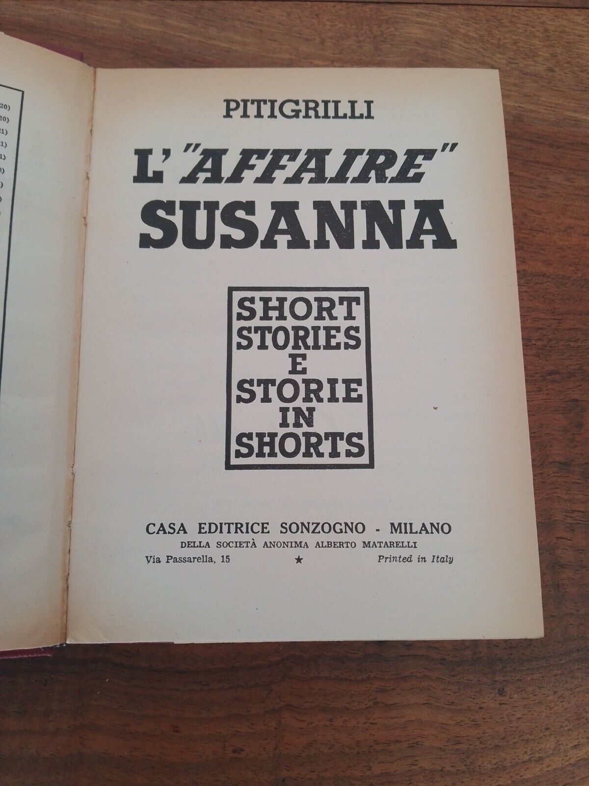 L'affaire Susanna, Pitigrilli, Sonzogno, 1955