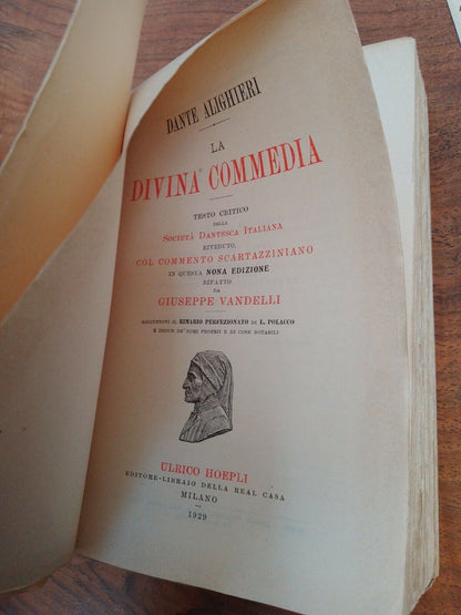 LA DIVINA COMMEDIA, Dante ALIGHIERI,  HOEPLI 1929 raro