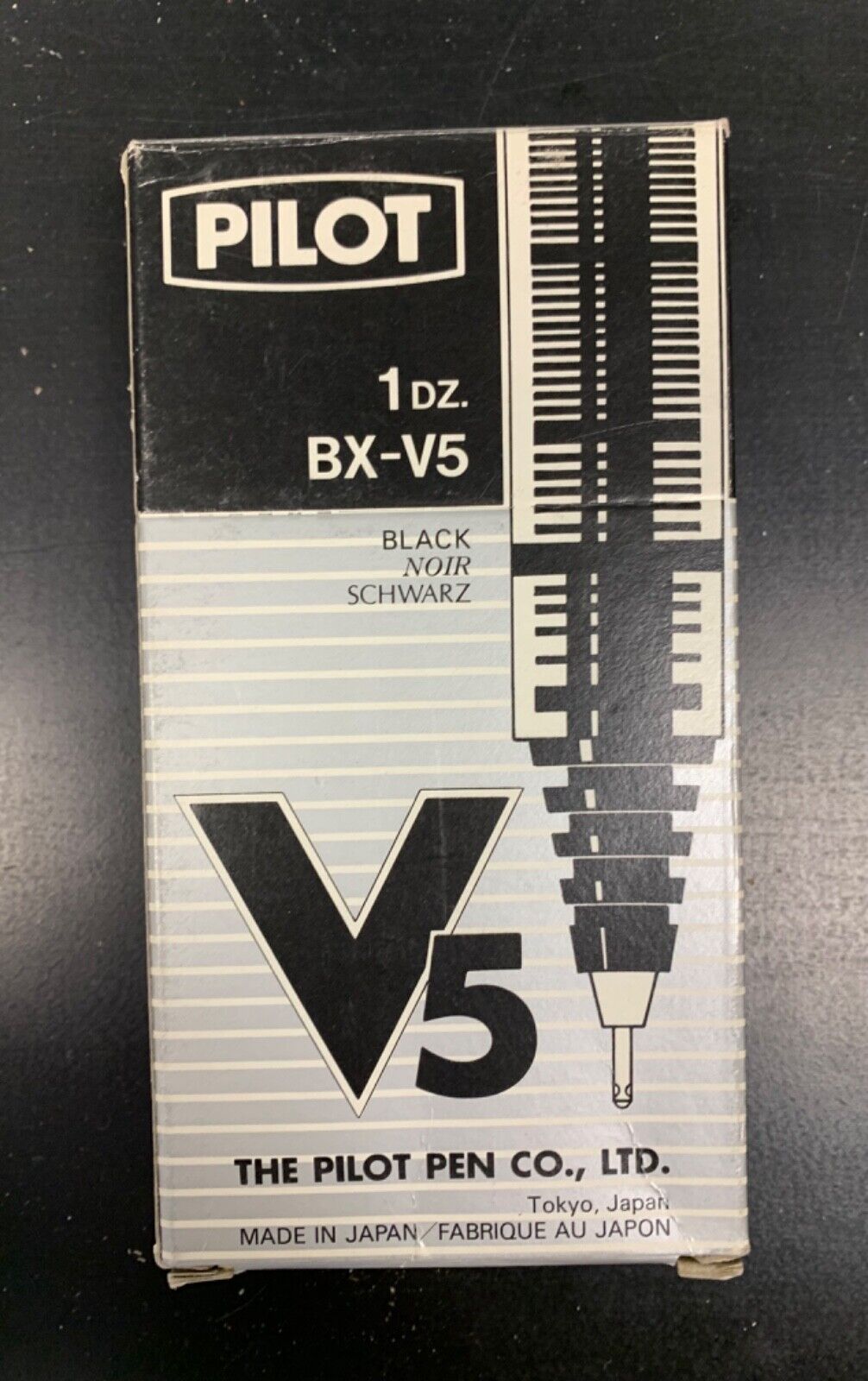 Box of 10 Pilot V5 Black noir pens