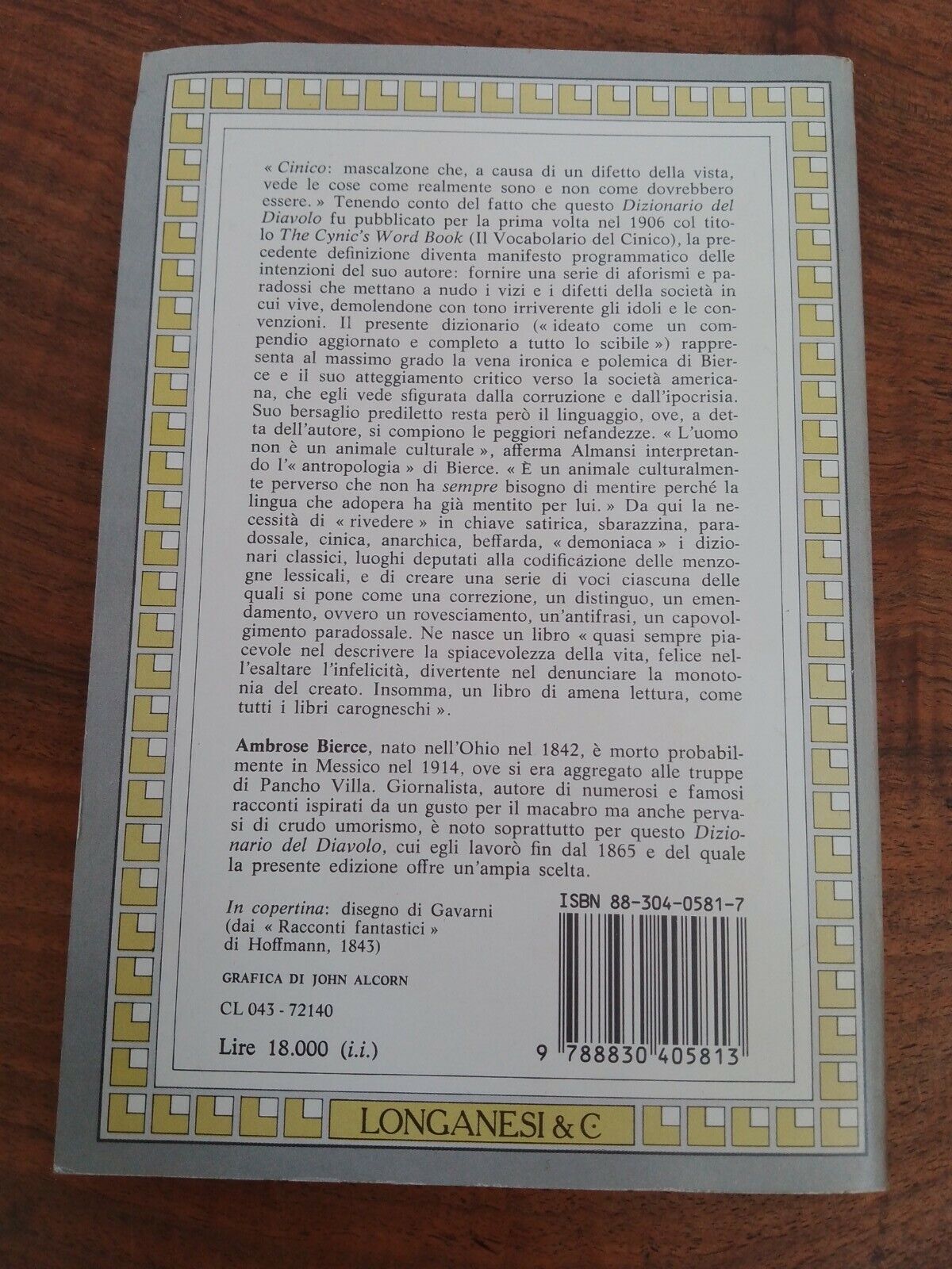 Dictionnaire du diable, A. Bierce, Longanesi, 1985