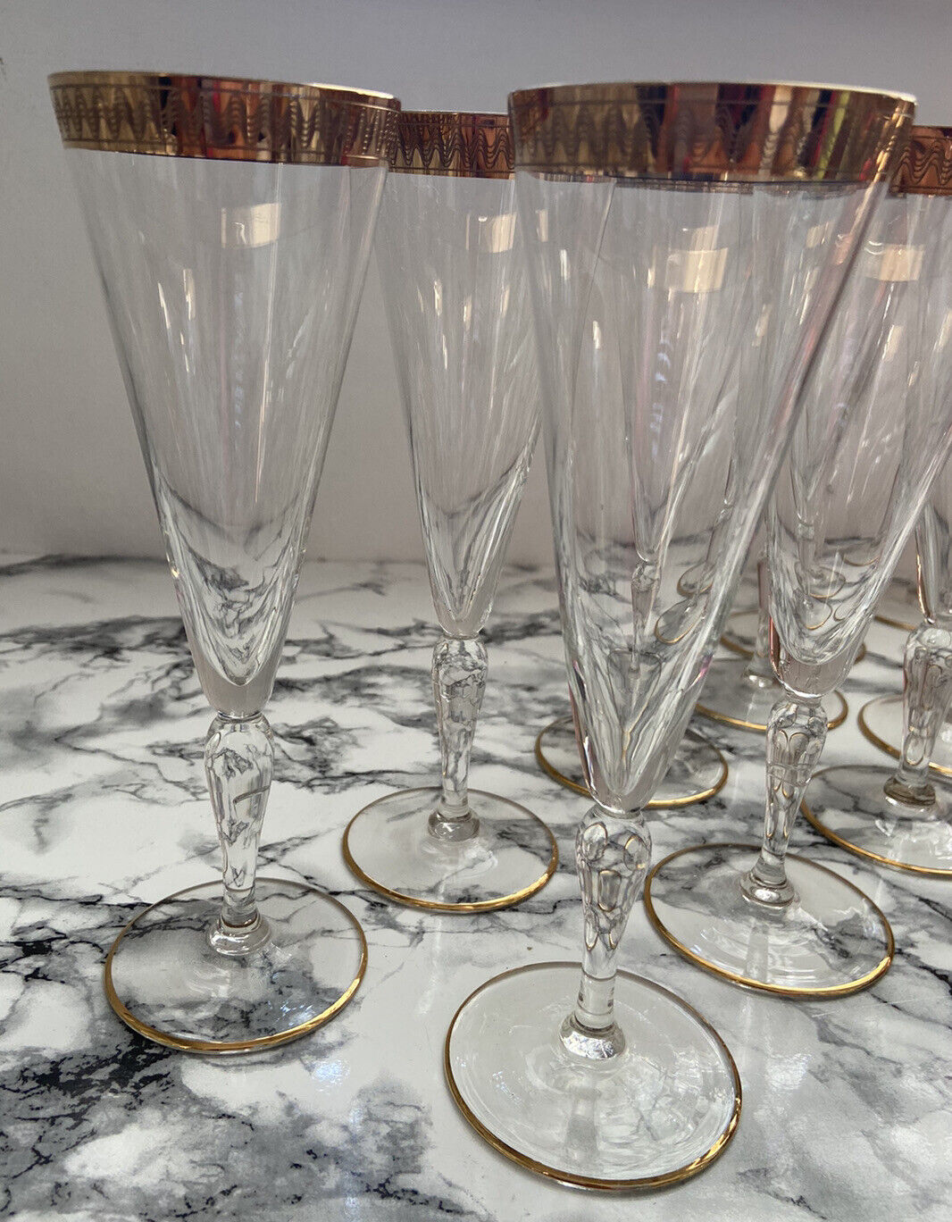 Set of 12 24 Kt Flûte Glasses with Guarantee Certificate