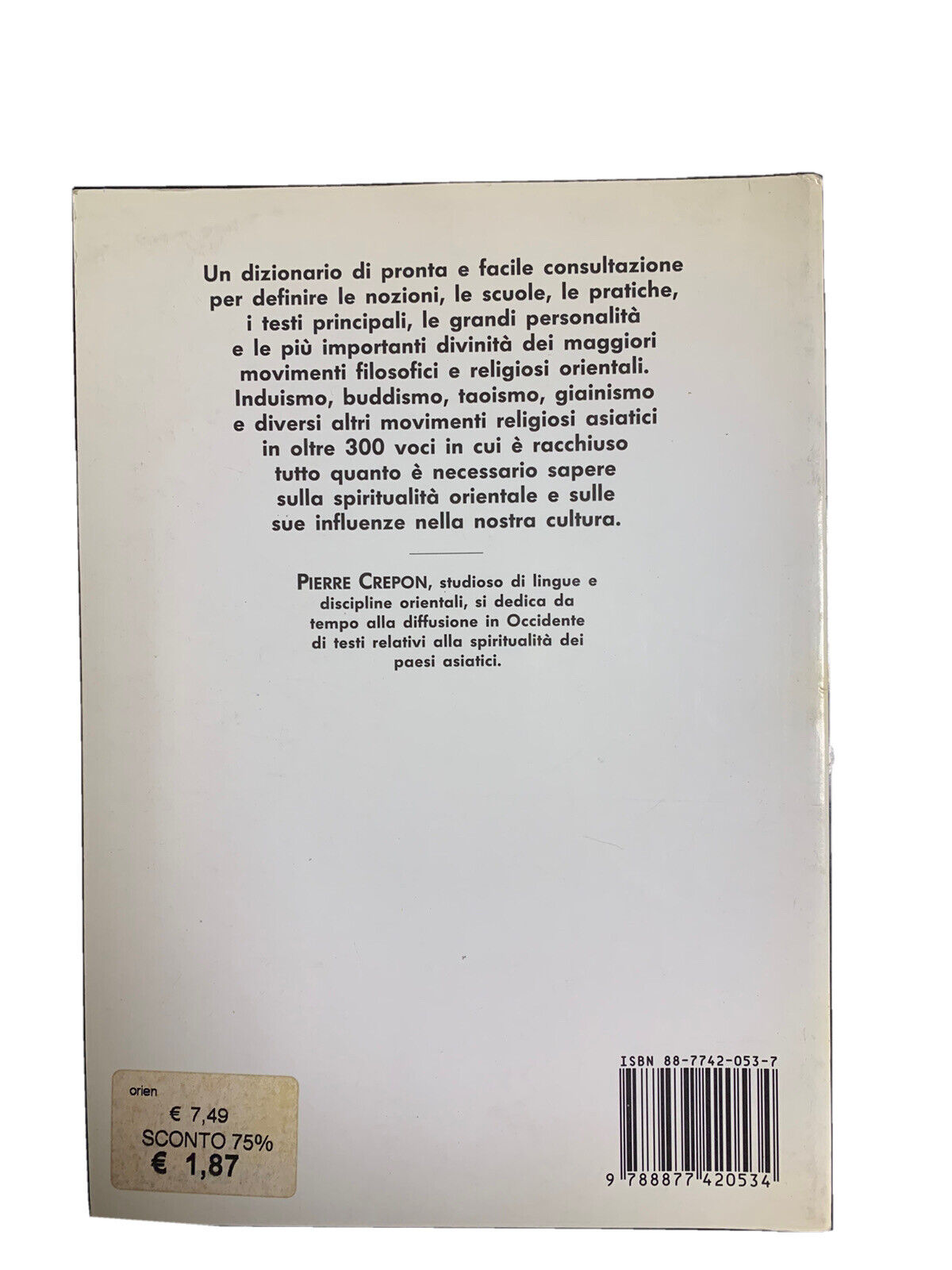 Dictionnaire de spiritualité orientale - Pierre Crépon