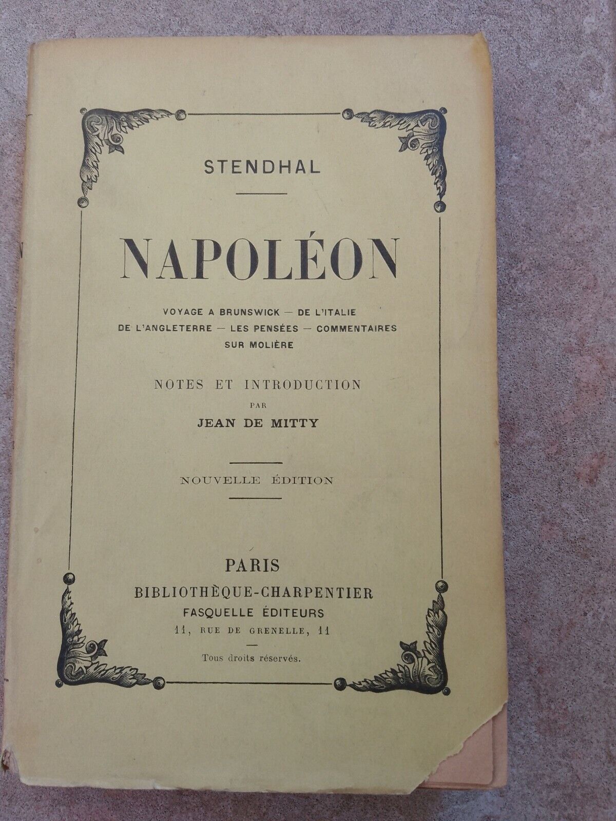 Napoleon, Stendhal, Fasquelle Ed., 1930