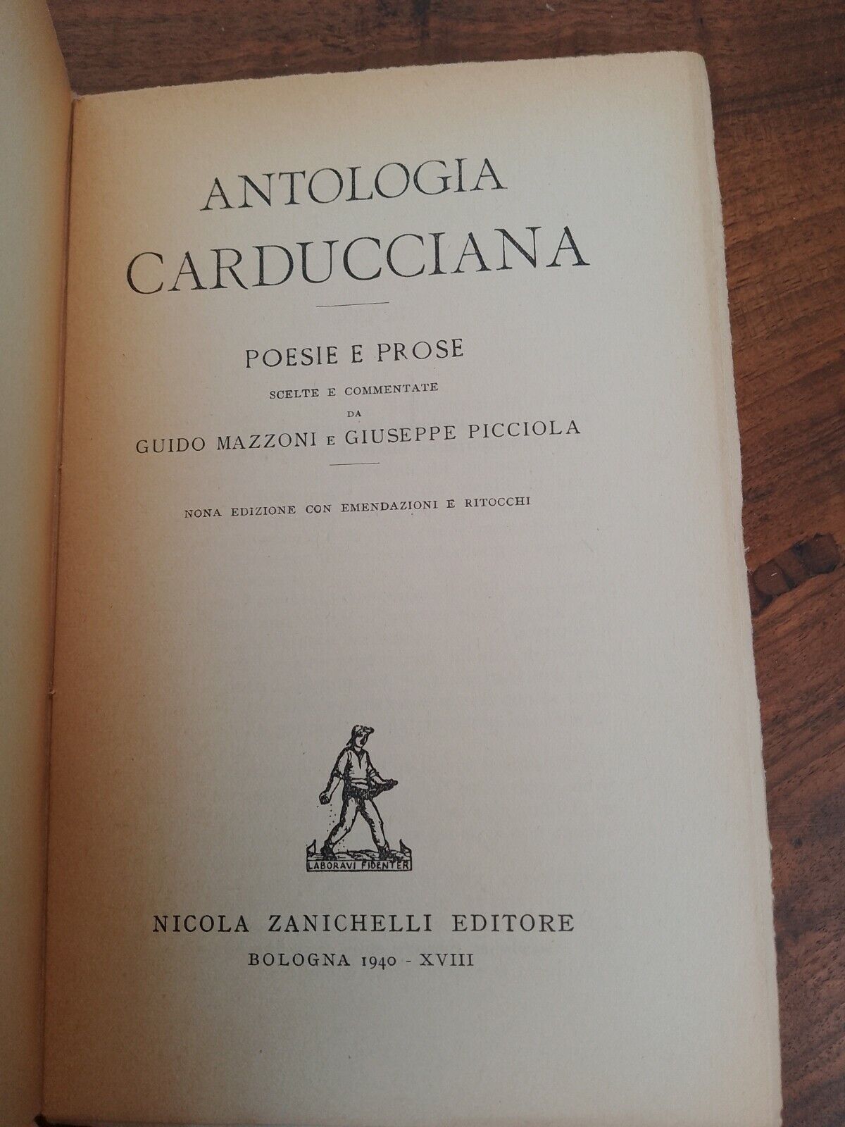 ANTOLOGIA CARDUCCIANA, Guido Mazzoni Giuseppe Picciola, Zanichelli 1940