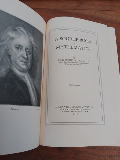 Un livre source en mathématiques, DE Smith, 1929 Rare