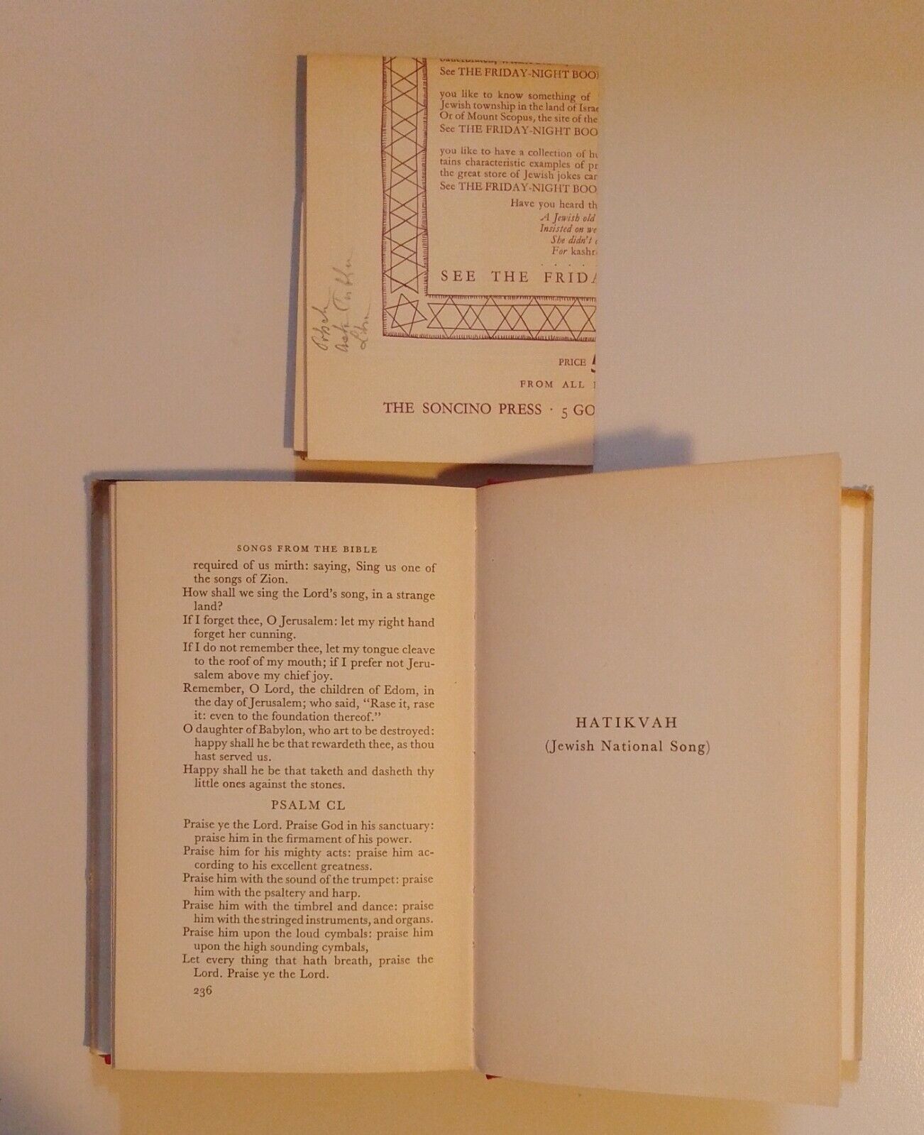 The Friday Night Book, a jewish miscellany, The Soncino Press, 1933