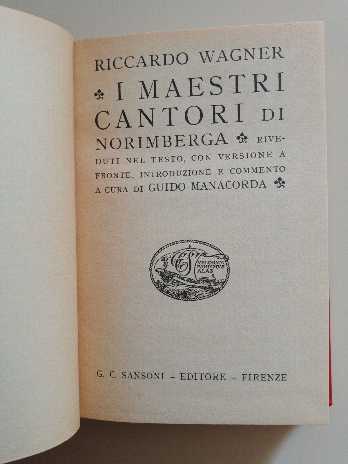 I maestri cantori,  Riccardo Wagner , 1923, Sansoni