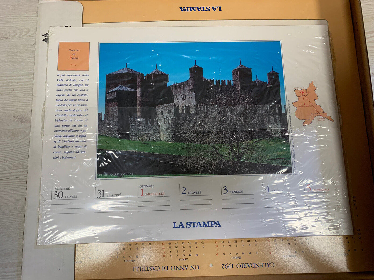 Impression du calendrier 1992, une année de châteaux