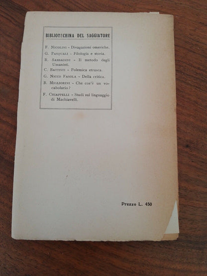 What is a Vocabulary?, B.Migliorini, Saggiatore, Le Monnier, Florence 1951