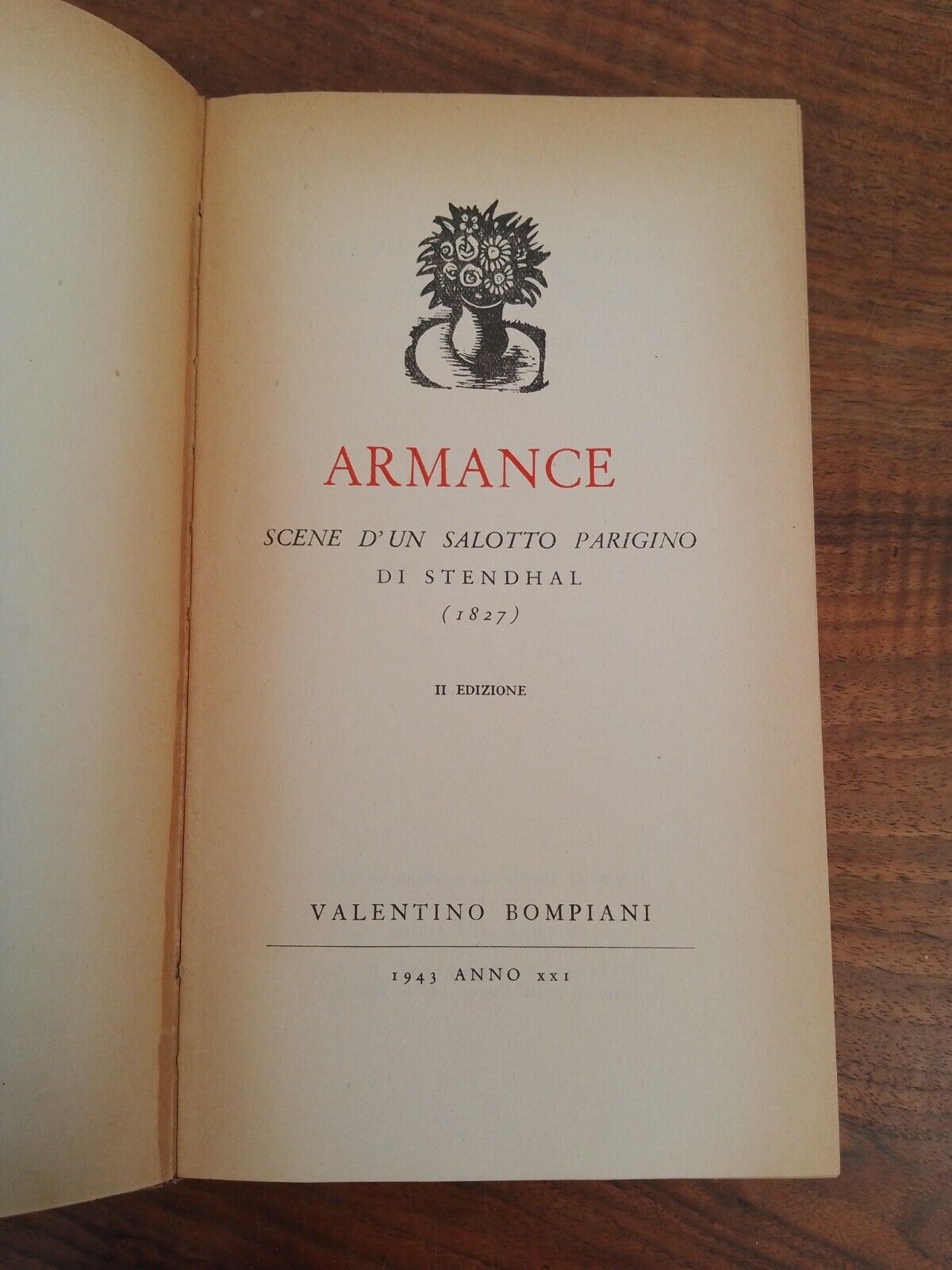 ARMANCE, scènes d'un salon parisien, Stendhal, Bompiani, 1943