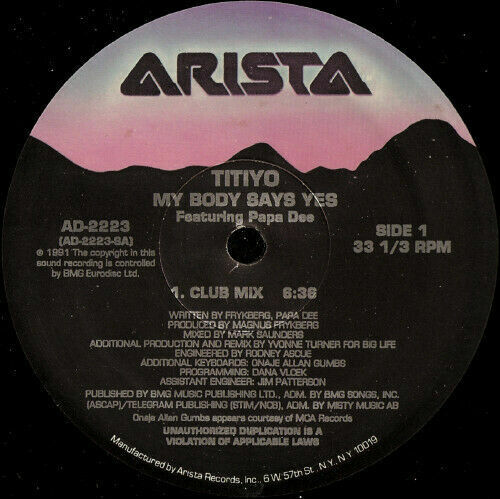 Titiyo Featuring Papa Dee ‎– My Body Says Yes