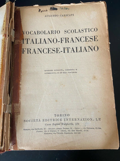 Livres - Italien - Vocabulaire français - 1950