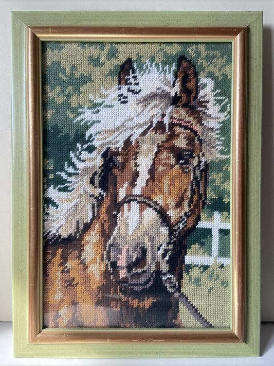 Cross Stitch Horse Picture With Frame