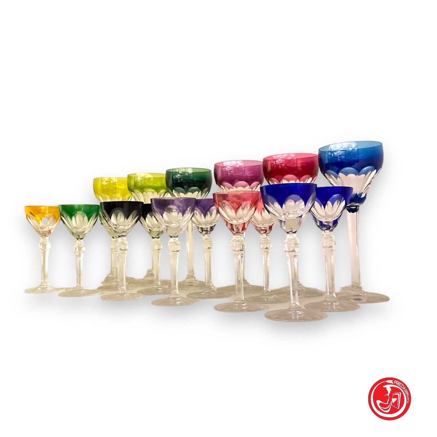 Coffret de verres en cristal fin - 18 verres multicolores 