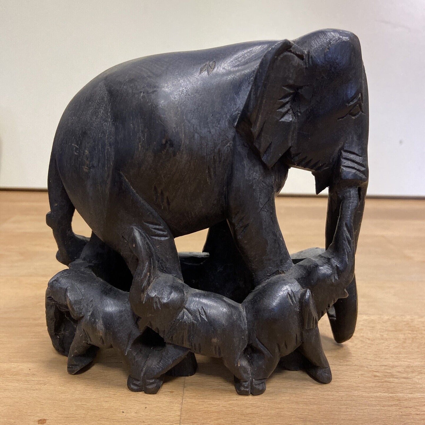 African Elephant Sculpture In Wood