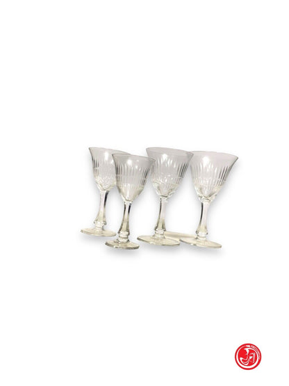 Set of 6 crystal glasses (total pieces: 24) with wine and water carafe