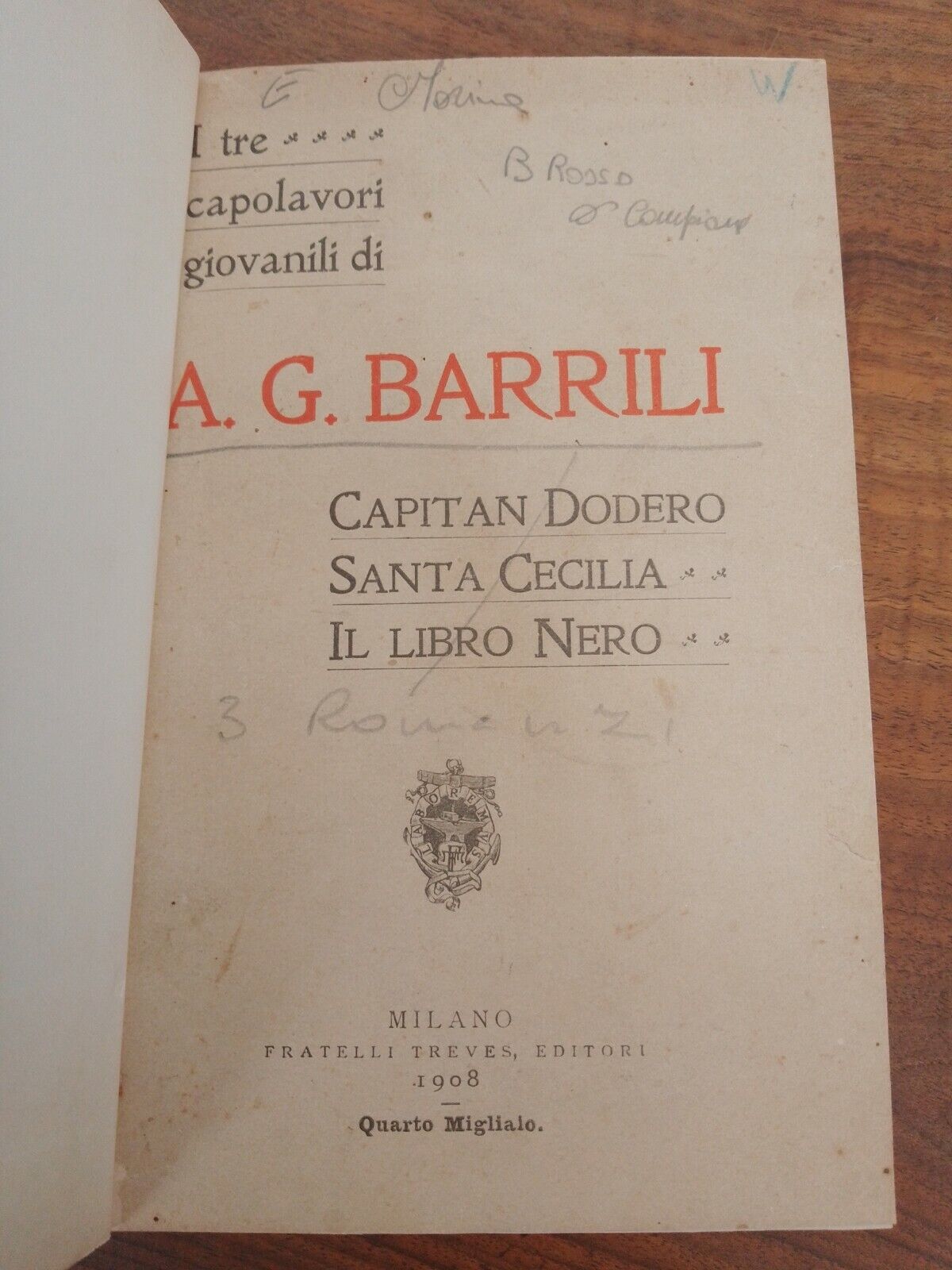 Capolavori, A.G. Barrili, f.lli Treves 1908