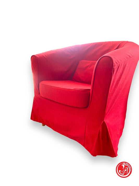 Single red armchair with removable cover