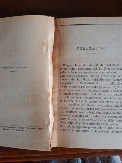 PARSIFAL, RICCARDO WAGNER, SANSONI, 1936, trad. opposé