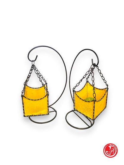 Pair of hanging candle holders