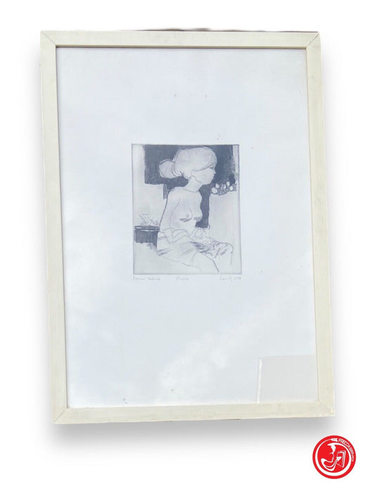 Fernando Eandi - "Fallen Woman" - proof - 1971 etching 