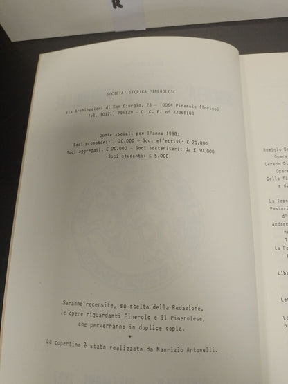 BULLETIN OF THE PINEROLESE HISTORICAL SOCIETY PINEROLO - DECEMBER 1987